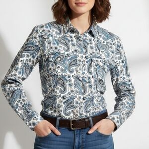 Panhandle Slim Roughstock Western Shirt Pearl Snaps Paisley Print Womens XL